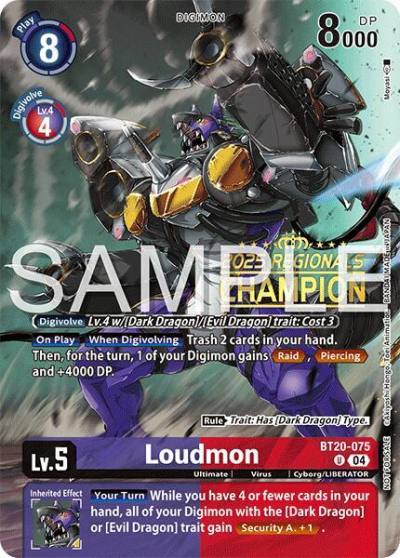 Loudmon Regionals 25 26 Season 2 Champion BT20-075 U Release Special Booster 2.0 Digimon card