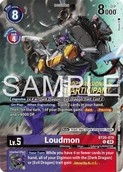 Loudmon Regionals 25 26 Season 2 Participant BT20-075 U Release Special Booster 2.0 Digimon card