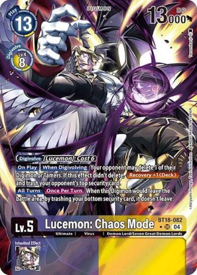 Lucemon Chaos Mode Alternate Art BT18-082 SR Release Special Booster 2.0 Digimon card