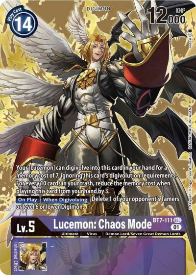 Lucemon Chaos Mode Alternate Art BT7-111 SEC Next Adventure Digimon card