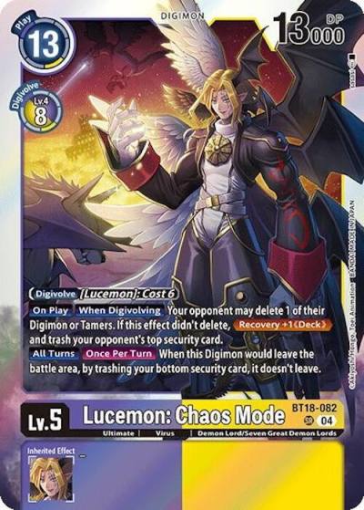 Lucemon Chaos Mode BT18-082 SR Release Special Booster 2.0 Digimon card