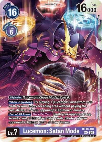 Lucemon Satan Mode BT18-101 SEC Release Special Booster 2.0 Digimon card