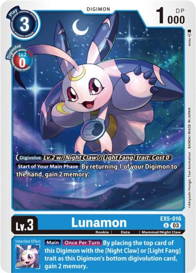 Lunamon EX5-016 U Animal Colosseum Digimon card