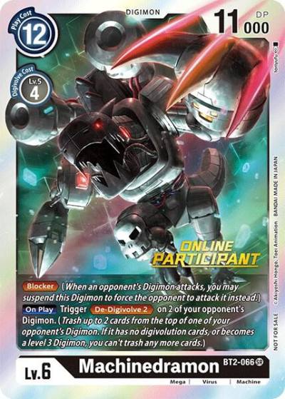 Machinedramon 2021 Championship Online Regional Online Participant BT2-066 SR Release Special Booster 1.0 Digimon card