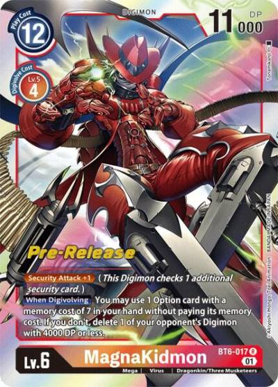 MagnaKidmon BT6-017 R Double Diamond Pre-Release Cards Digimon card