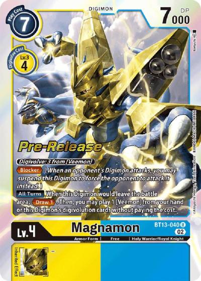Magnamon BT13-040 R Versus Royal Knights Pre-Release Cards Digimon card