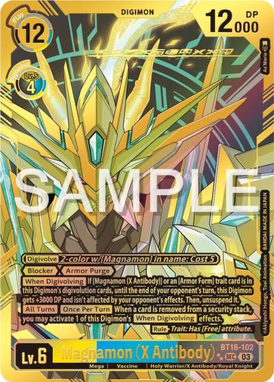 Magnamon X Antibody Textured BT16-102 SEC Beginning Observer Digimon card