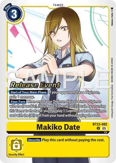 Makiko Date BT23-082 U Hackers' Slumber Release Event Cards Digimon card