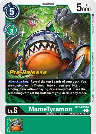 MameTyramon BT7-049 U Next Adventure Pre-Release Cards Digimon card