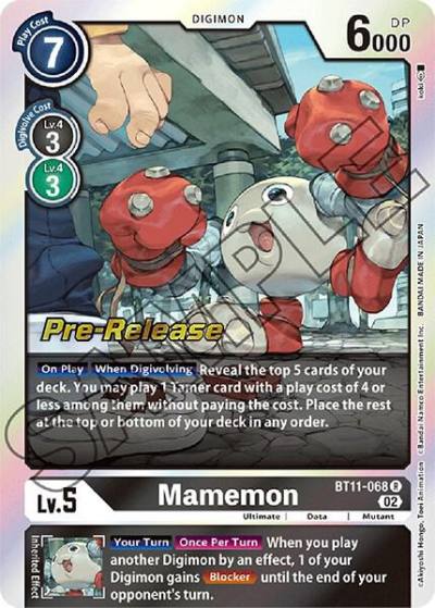 Mamemon BT11-068 R Dimensional Phase Pre-Release Cards Digimon card