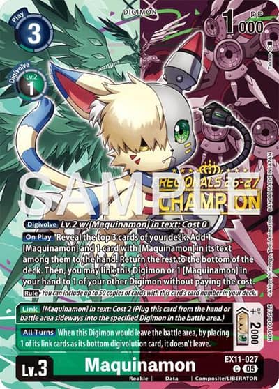 Maquinamon (Regionals 26-27 Season 2 Champion) EX11-027 C Dawn of Liberator Digimon card