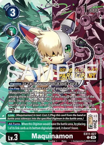 Maquinamon (Regionals 26-27 Season 2 Participant) EX11-027 C Dawn of Liberator Digimon card