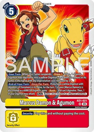 Marcus Damon & Agumon AD1-021 SR Advanced Booster Digimon Generation Digimon card