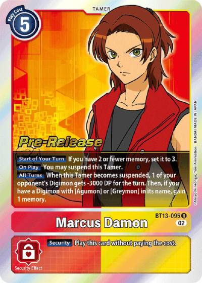 Marcus Damon BT13-095 R Versus Royal Knights Pre-Release Cards Digimon card