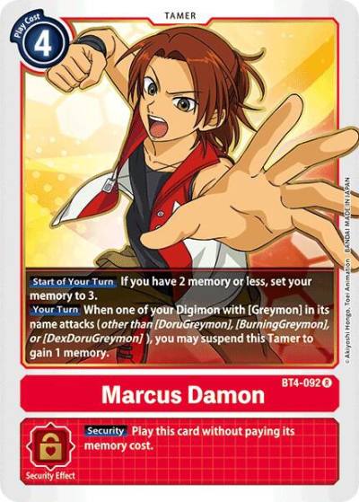 Marcus Damon BT4-092 R Great Legend Digimon card