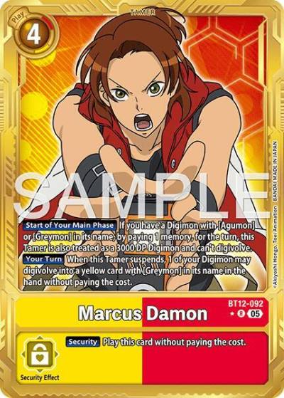 Marcus Damon Gold Border BT12-092 R Advanced Booster Digimon Generation Digimon card