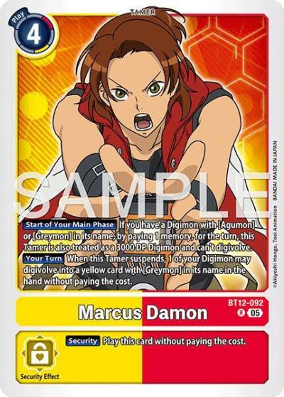 Marcus Damon Reprint BT12-092 R Advanced Booster Digimon Generation Digimon card