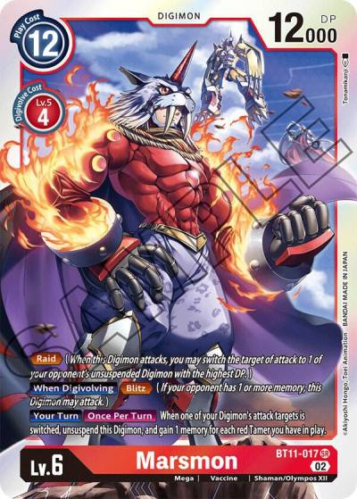 Marsmon BT11-017 SR Dimensional Phase Digimon card