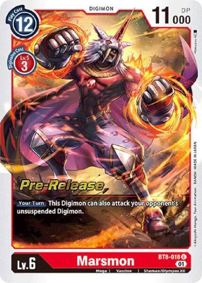 Marsmon BT8-018 U New Awakening Pre-Release Cards Digimon card