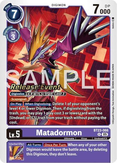 Matadormon BT23-066 R Hackers' Slumber Release Event Cards Digimon card
