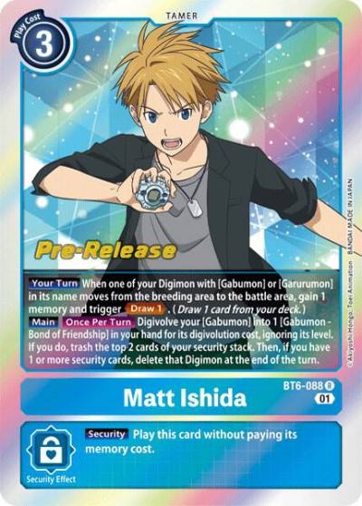 Matt Ishida BT6-088 R Double Diamond Pre-Release Cards Digimon card