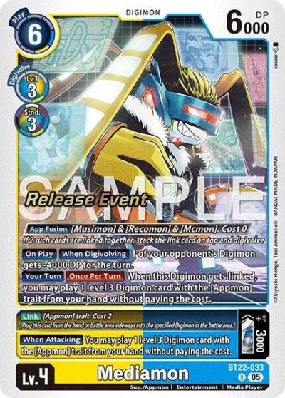 Mediamon BT22-033 U Cyber Eden Release Event Cards Digimon card
