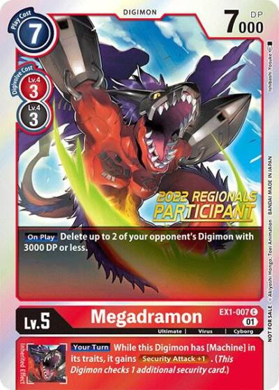 Megadramon 2022 Championship Online Regional Online Participant EX1-007 C Classic Collection Digimon card