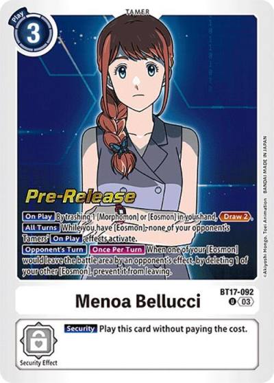 Menoa Bellucci BT17-092 U Secret Crisis Pre-Release Cards Digimon card