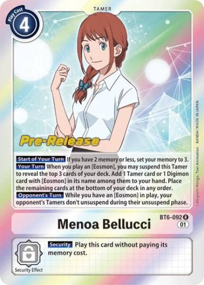 Menoa Bellucci BT6-092 R Double Diamond Pre-Release Cards Digimon card
