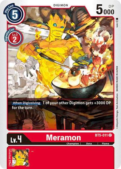 Meramon BT5-011 C Battle of Omni Digimon card