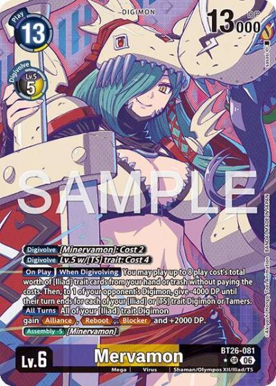 Mervamon Alternate Art BT26-081 SR Timeless Bonds Digimon card