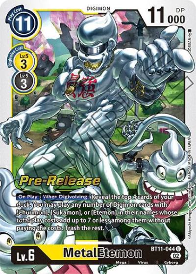 MetalEtemon BT11-044 U Dimensional Phase Pre-Release Cards Digimon card