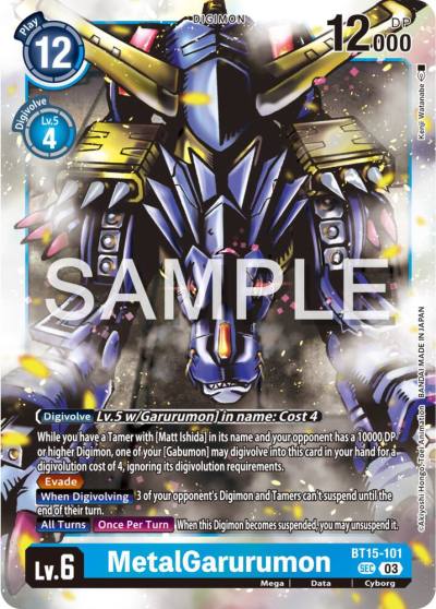 MetalGarurumon BT15-101 SEC Exceed Apocalypse Digimon card