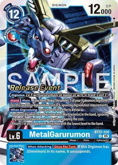 MetalGarurumon BT22-026 R Cyber Eden Release Event Cards Digimon card
