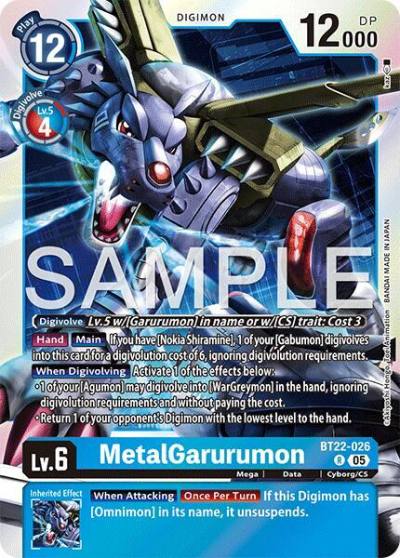 MetalGarurumon BT22-026 R Cyber Eden Digimon card