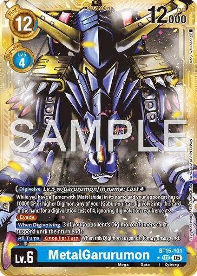 MetalGarurumon Gold Border BT15-101 SEC Advanced Booster Digimon Generation Digimon card