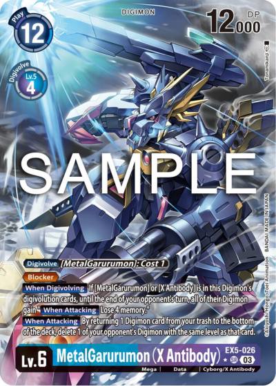 MetalGarurumon X Antibody 1 Star Alternate Art EX5-026 SR Animal Colosseum Digimon card