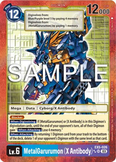 MetalGarurumon X Antibody 2 Star Alternate Art EX5-026 SR Animal Colosseum Digimon card