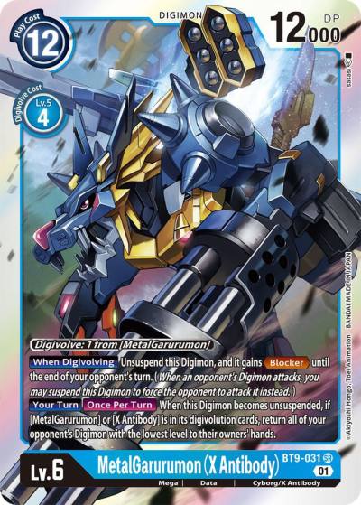 MetalGarurumon X Antibody BT9-031 SR X Record Digimon card