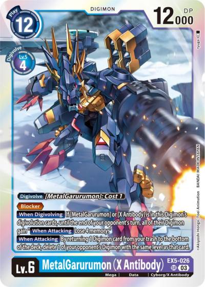MetalGarurumon X Antibody EX5-026 SR Animal Colosseum Digimon card