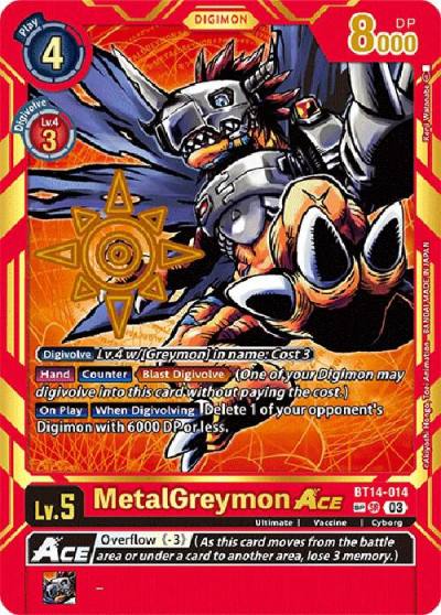 MetalGreymon ACE Special Rare BT14-014 SP Exceed Apocalypse Digimon card