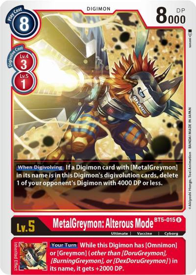 MetalGreymon Alterous Mode BT5-015 R Battle of Omni Digimon card
