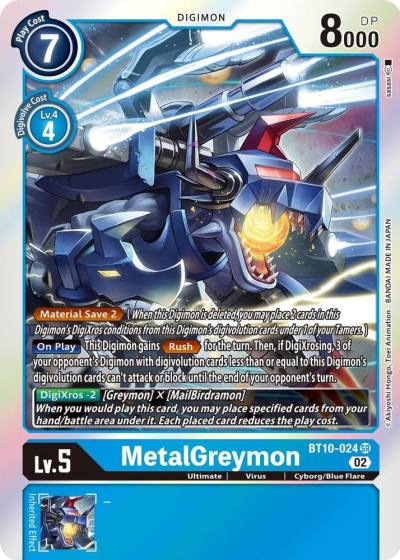 MetalGreymon BT10-024 SR Xros Encounter Digimon card