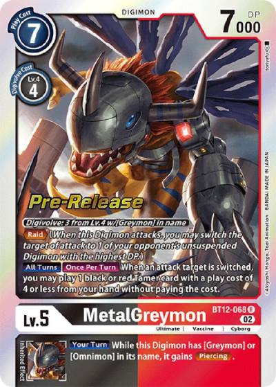 MetalGreymon BT12-068 R Across Time Pre-Release Cards Digimon card