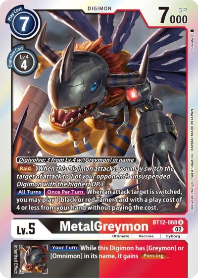 MetalGreymon BT12-068 R Across Time Digimon card