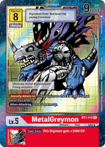 MetalGreymon Secret Rare Alternate Art BT1-114 SEC Release Special Booster 1.0 Digimon card