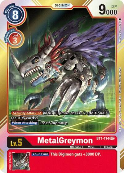 MetalGreymon Secret Rare BT1-114 SEC Release Special Booster 1.0 Digimon card