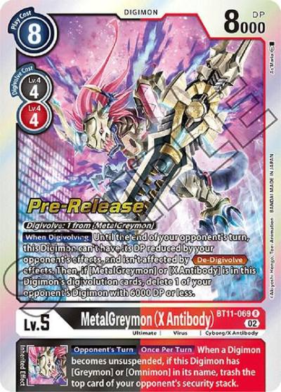 MetalGreymon X Antibody BT11-069 R Dimensional Phase Pre-Release Cards Digimon card