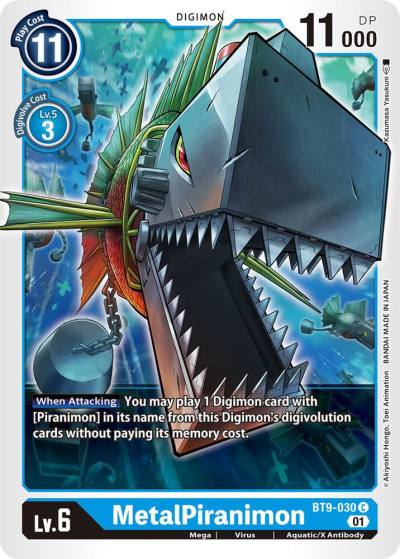MetalPiranimon BT9-030 C X Record Digimon card