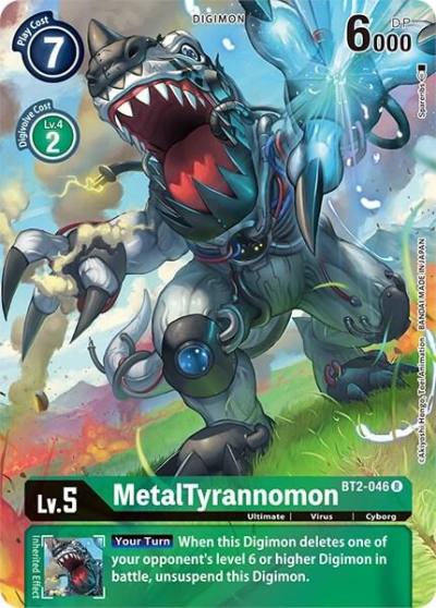 MetalTyrannomon Alternate Art BT2-046 R Dimensional Phase Digimon card